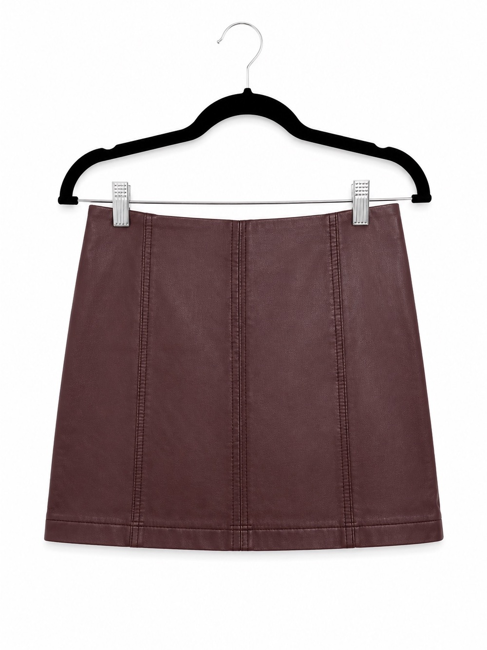Free People Burgundy Faux Leather Mini Skirt Size 4